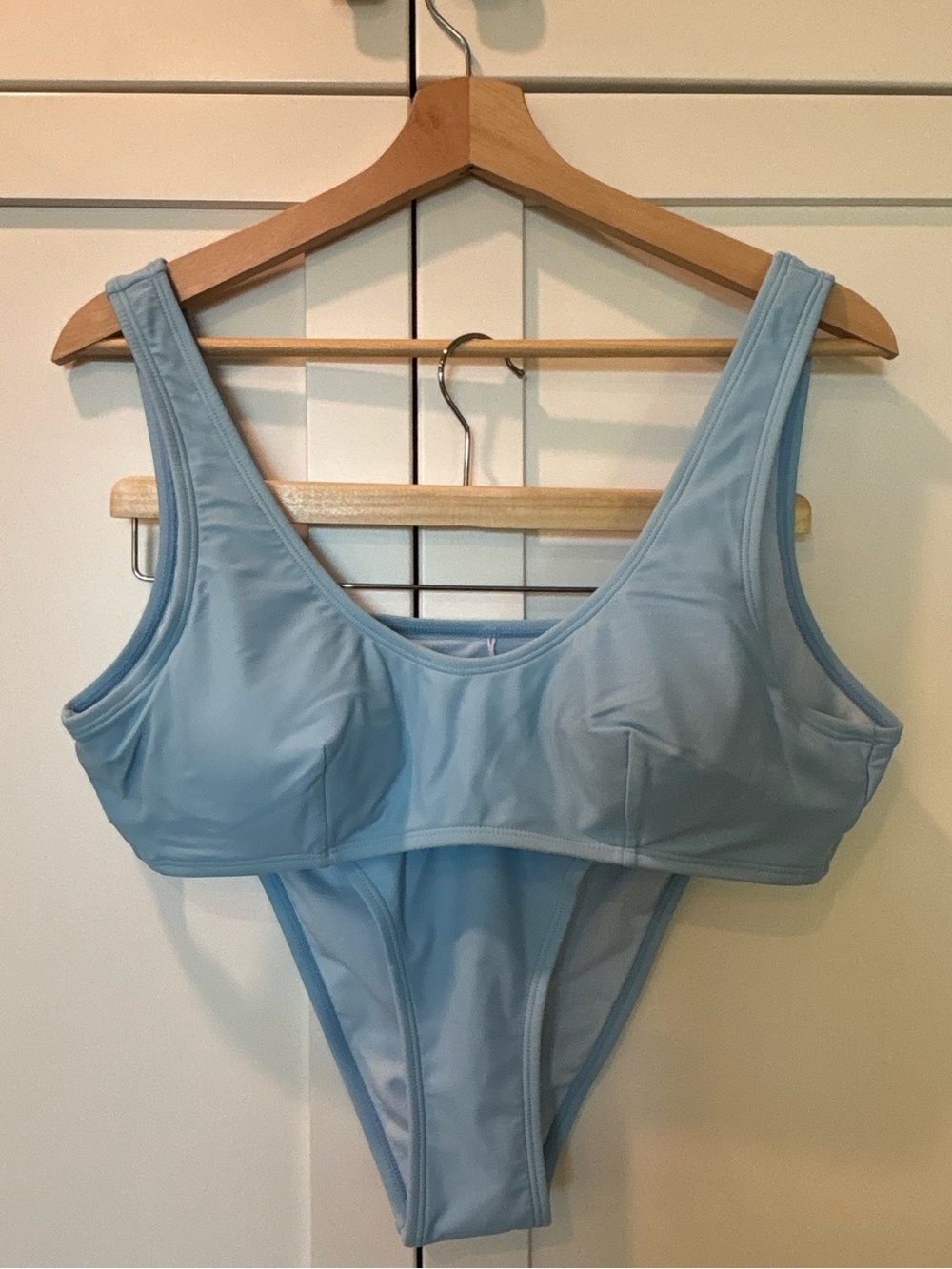Light Blue Bikini Set High-Waisted Bottoms – Top L / Bottom M
